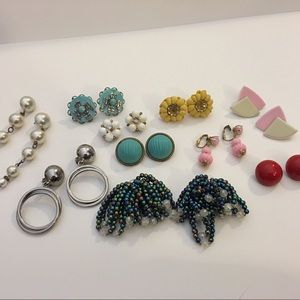 Lot of 10 Vintage Earrings - 1940s-1980s
